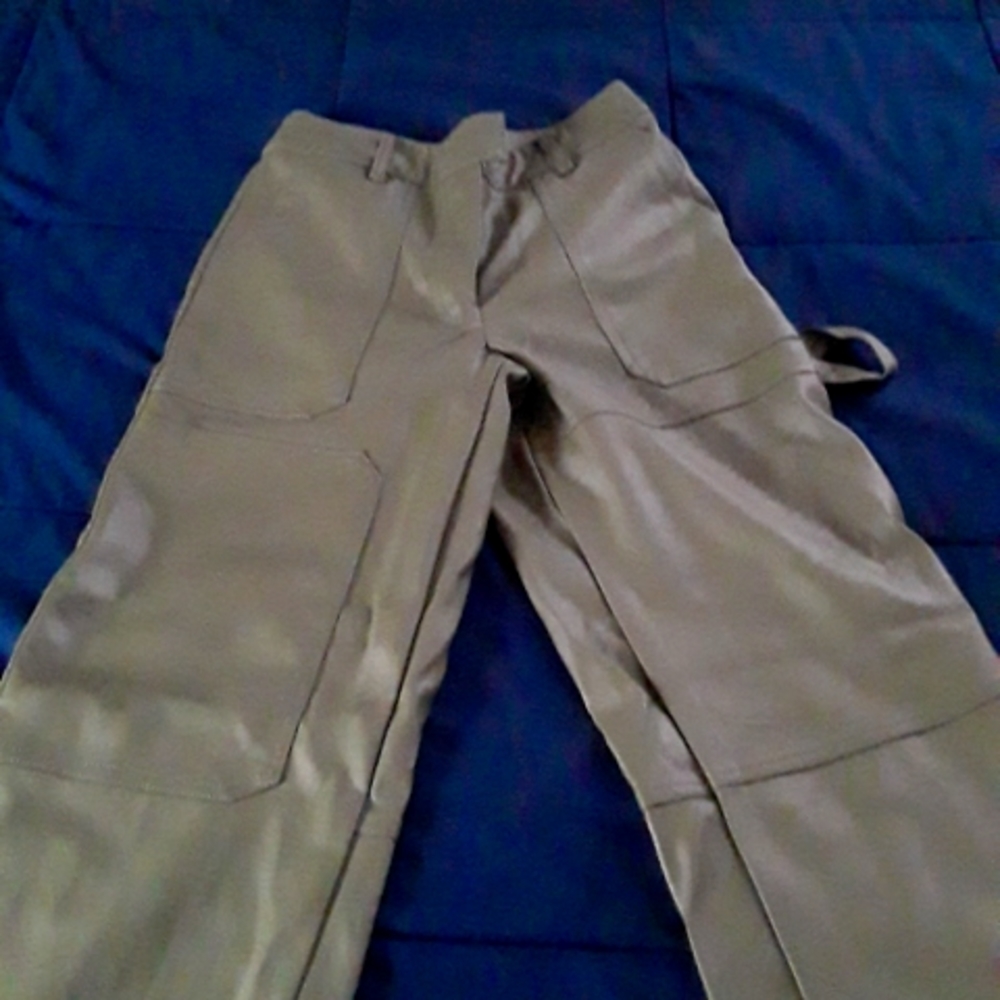 SALE.   NWOT Faux Leather olive cargo pants  WAS 25.00 NOW 20.00
